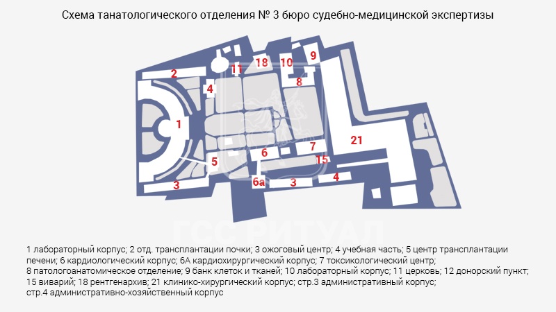Схема морга СМЭ №3