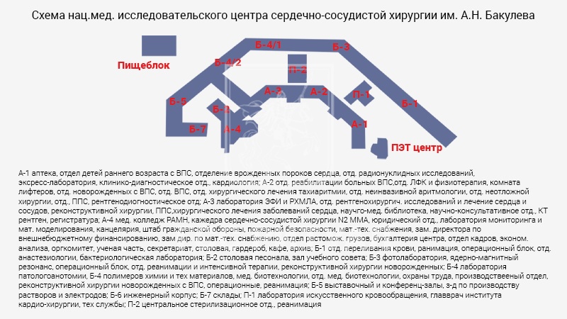 Схема морга НИИ сердечно-сосудистой хирургии им. А.Н. Бакулева