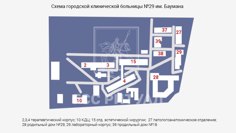Схема морга городской клинической больницы № 29 им. Н.Э. Баумана